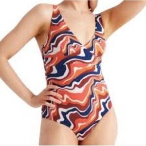 Knix Vibrant Swirl Pattern One-Piece Swimsuit size XL